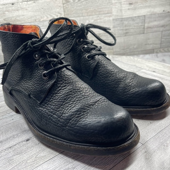 Esquivel Combat Boots Men 8D Black Pebbled Leather Handmade Lace Up Chukka - Picture 2 of 16